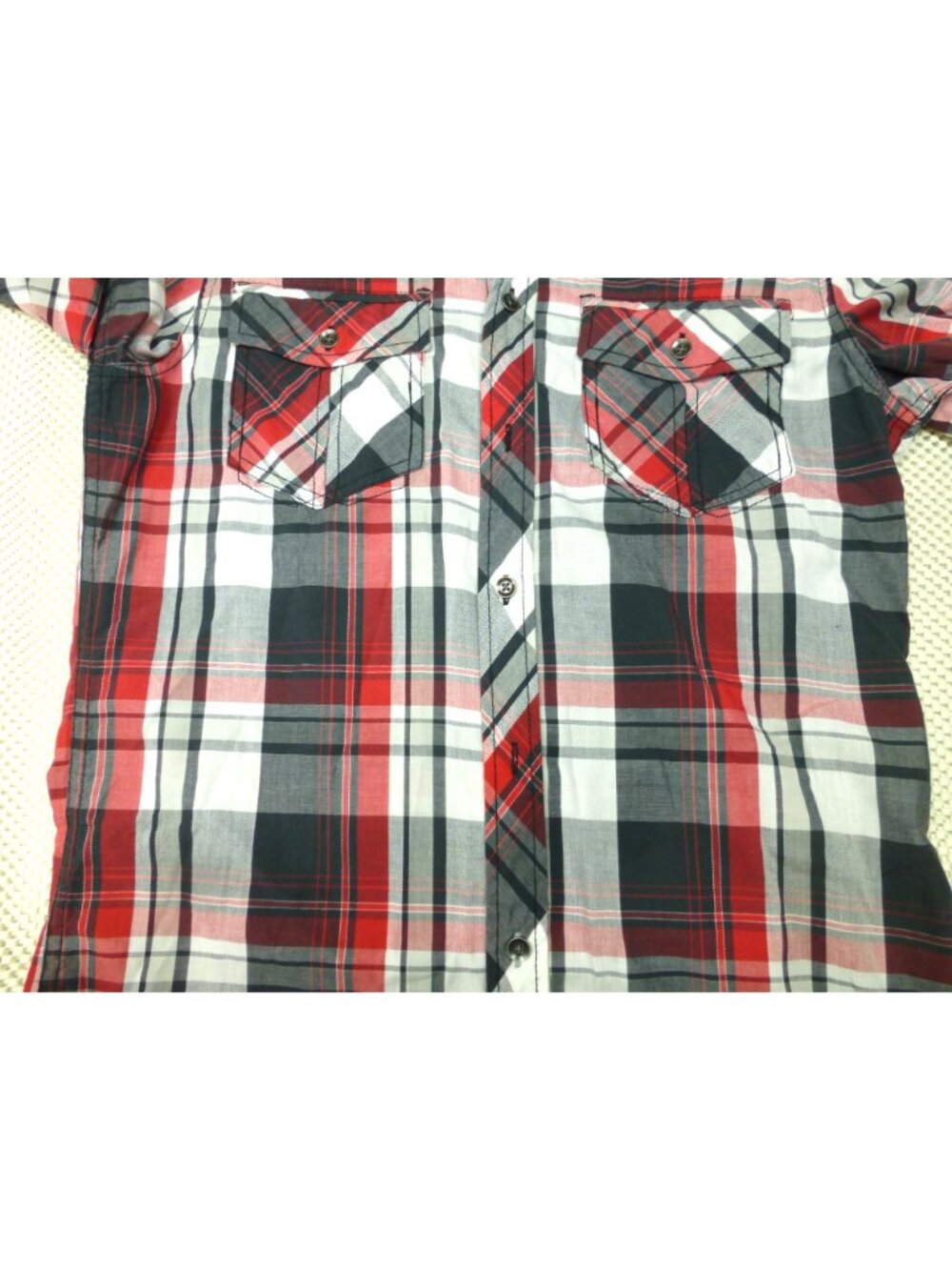 Rock & Republic Mens Red & Black Plaid Button-Up Long Sleeve Shirt Easy-Care Fab - Picture 7 of 13
